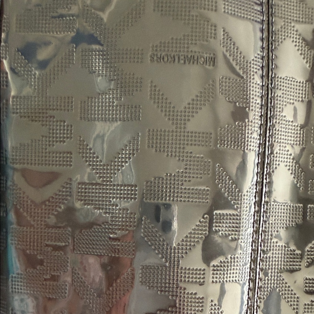 Michael Kors Shiny Silver and Tan Tote - Picture 8 of 9